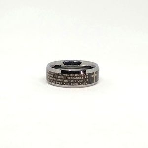 Size 10 Gunmetal  the Lord's Prayer Ring